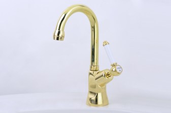 Photo_ RL5860 in Polished Brass (PB) finish with White Coloured Lever Insert Upgrade (LCNS)